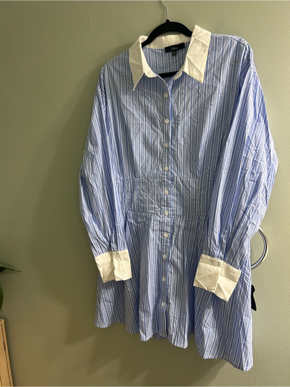 NWT LULUS Suave Confidence Blue and White Striped Collared Mini Dress - Picture 5 of 8